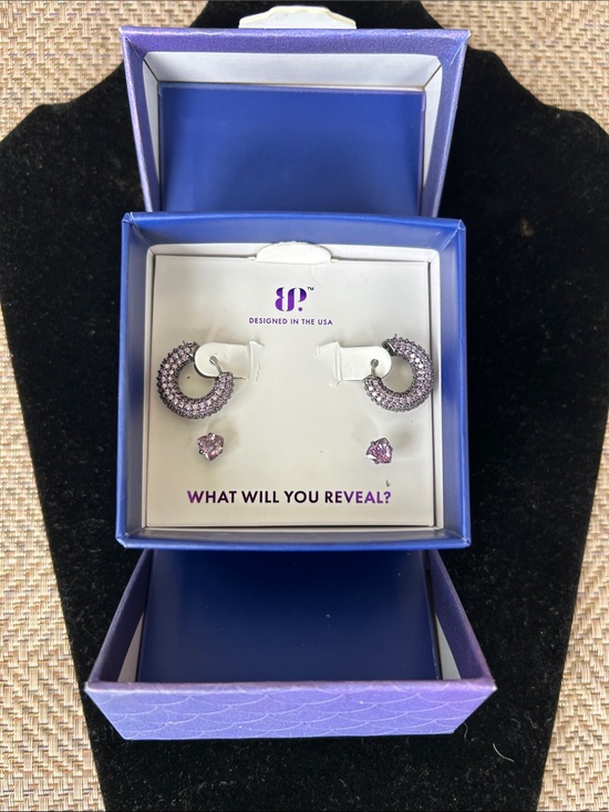 Bomb Party Jewelry - Bomb Party Phantom Lure Amethyst Cubic Zirconia 2 set earrings Hematite plating